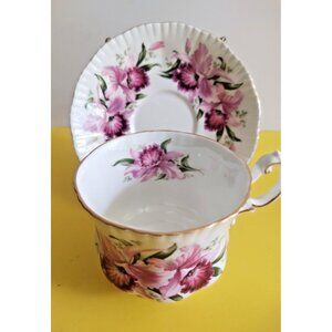 Paragon Bone china tea cup and saucer set Pink & Purple Iris Orchids